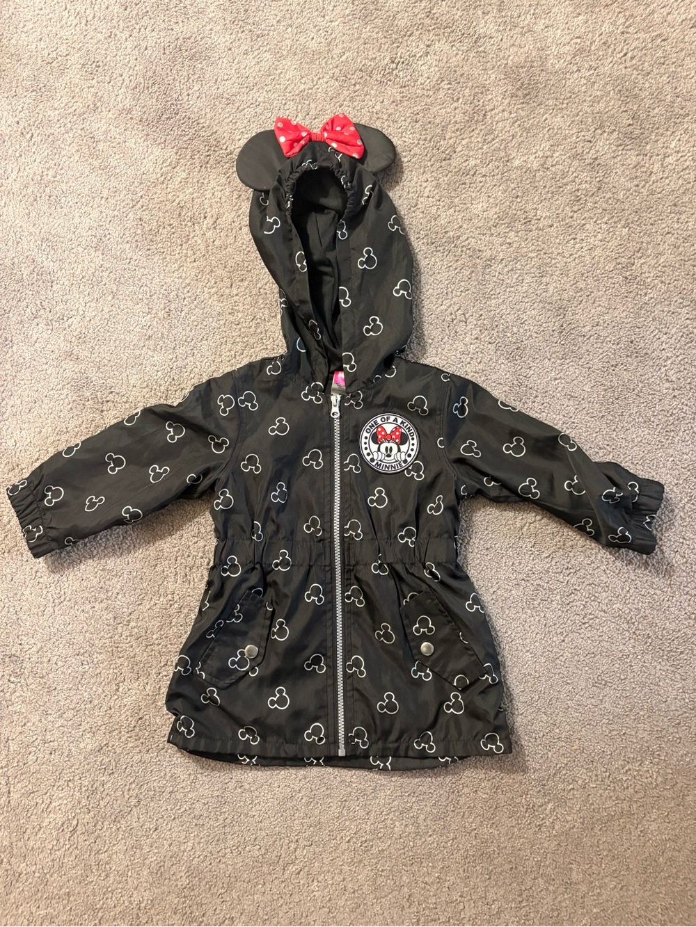 Disney Black Minnie Mouse Hooded Jacket with Red Bow